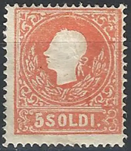 1859 Lombardo Veneto 5 soldi rosso MH Sassone n. 30