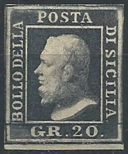 1859 Sicilia 20 grana ardesia scuro MNH Sassone n. 13c