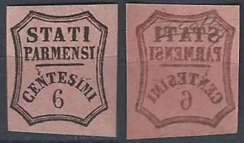 1857 Parma Giornali 6c. rosa vivo decalco MNH Sassone n. 1