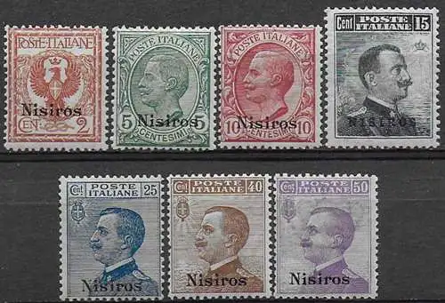 1912 Egeo Nisiro 7v. ordinaria MNH Sassone n. 1/7