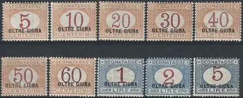 1925 Oltre Giuba segnatasse 10v. MNH Sassone n. 1/10