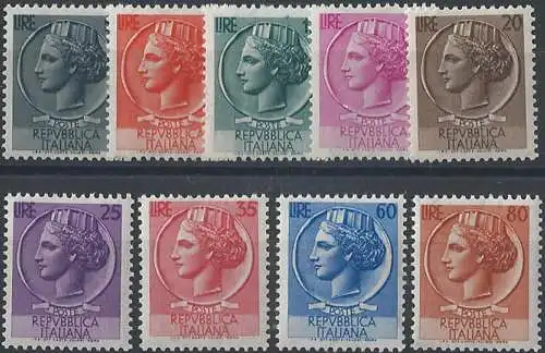 1953-54 Italia Siracusana 9v. MNH Sass. 710/718