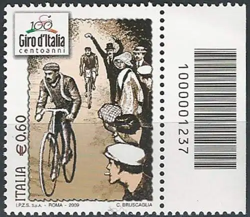 2009 Italia 100. Giro d'Italia codice a barre MNH Unif. 3141cb