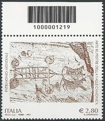 2009 Italia arte rupestre codice a barre MNH Unif. 3126cb