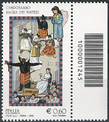 2009 Italia Folclore italiano codice a barre MNH Unif. 3143cb