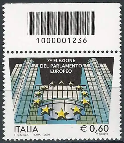 2009 Italia elezioni Parlamento UE codice a barre MNH Unif. 3139cb