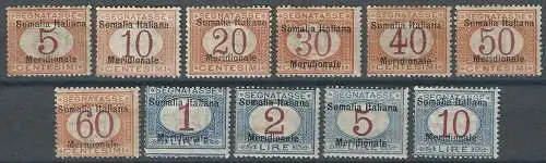 1906 Somalia segnatasse 11v. MNH Sassone n. 1/11