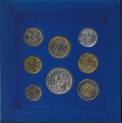 1999 San Marino Mint divisional set 8 coins FDC-BU