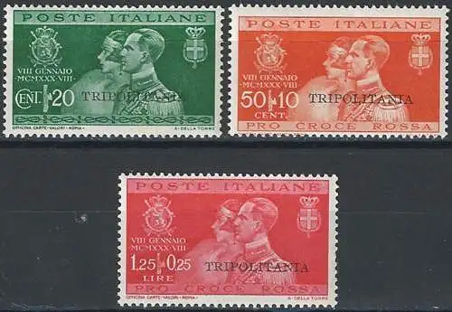 1930 Tripolitania Nozze Principe Umberto MNH Sassone n. 61/63