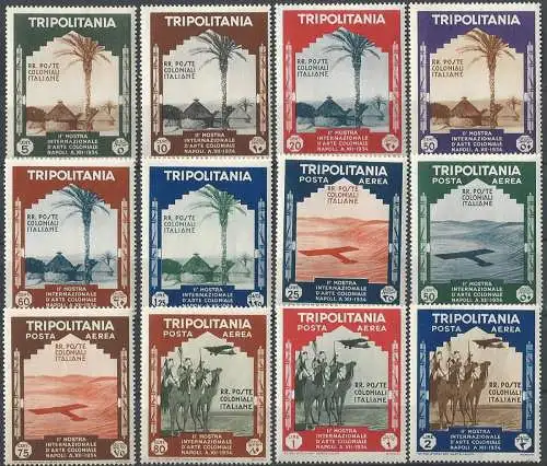 1934 Tripolitania 2. Mostra Arte 12v. MNH Sassone n. 94/99+A