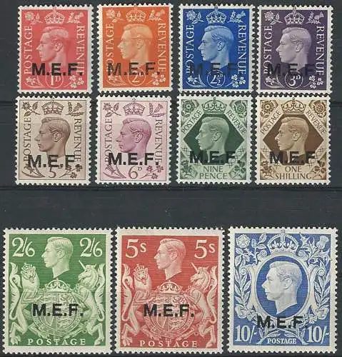 1943-47 Middle East Forces 11v. MNH Sass. n. 6/16