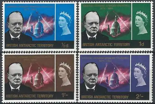 1966 British Antarctic Territory Churchill 4v. MNH SG n. 16/19