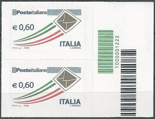 2009 Italia Lettera euro 0,60 busta oro+codice a barre MNH Unif. 3154Acb