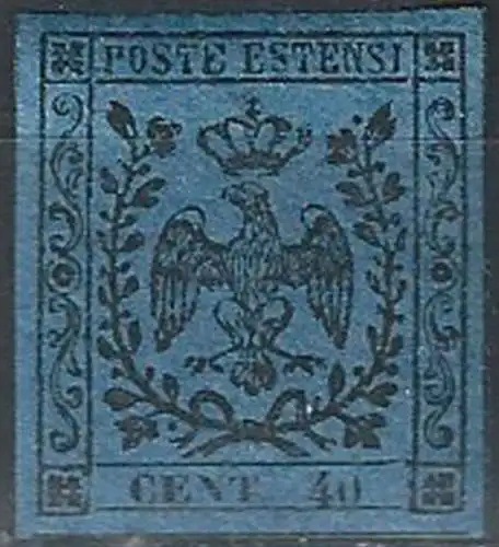 1852 Modena 40 cent. azzurro scuro MNH Sassone n. 6