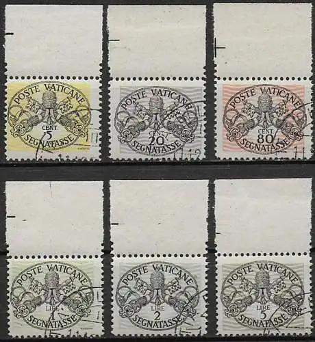 1946 Vaticano segnatasse 6v. cancelled Sass n. 13/18