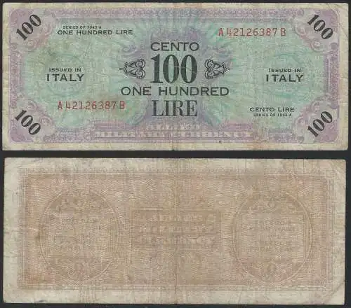 1943-45 AM-LIRE Lire 100 serie 1943 A BB Rif. AMLI 1160 Alfa