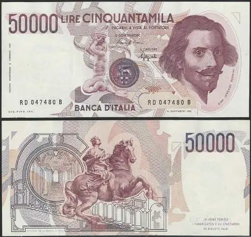 1990 Italia Lire 50.000 Bernini FDS Rif. BI 80D Gigante