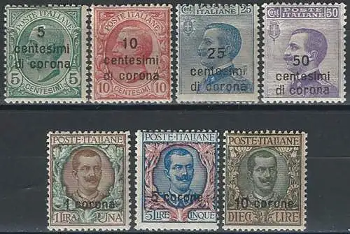 1921-22 Dalmazia italiana 7v. MNH Sassone n. 2/8