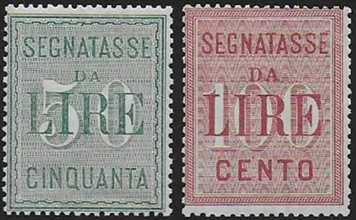 1884 Italia Segnatasse cifre bianche MNH Sass n. 15/16