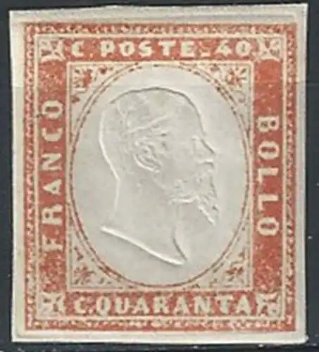 1857 Sardegna 40c. vermiglio arancio chiaro MNH Sassone n.16Ab