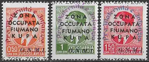 1942 Fiumano Kupa 3v. MNH Sassone n. 36/38