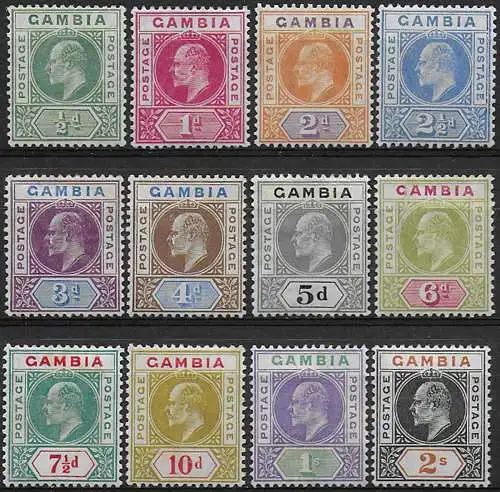 1904-06 Gambia Edoardo VII 12v. MH SG n. 57/68