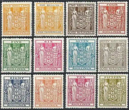 1940-58 New Zealand fiscal stamps 12v. MH SG. n. 191/202