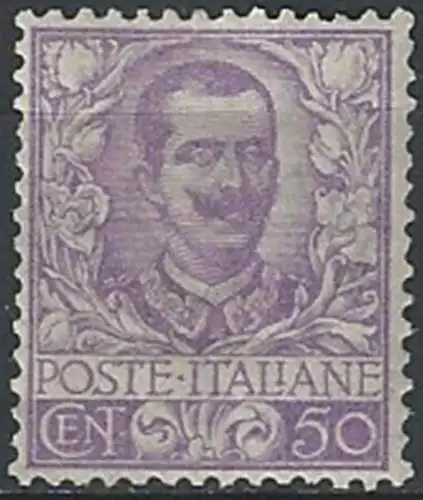 1901 Italia VE II 50c. malva qbc MNH Sassone n. 76