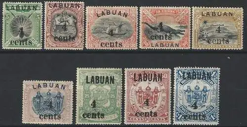 1904 Labuan Edoardo VII 9v. MH SG. n. 129/37