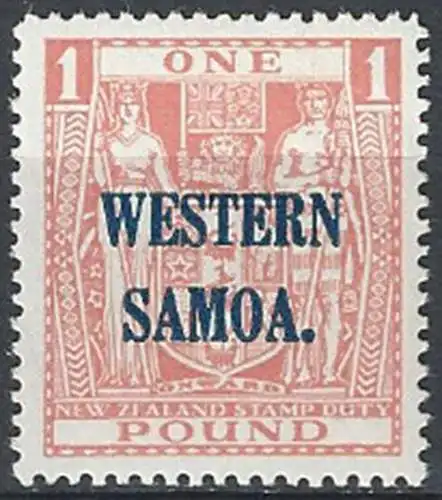 1945-53 Samoa £ 1 pink fiscal stamp MNH SG n. 210