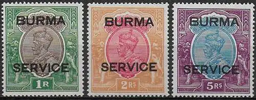 1937 Burma George VI official stamps 3v. MNH SG. n. O11/O13