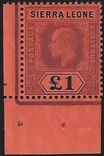 1911 Sierra Leone 1£ purple and black-red MNH SG n. 111