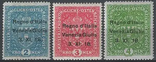 1918 Venezia Giulia 3v. MNH Sassone n. 15/17