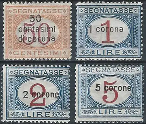 1922 Dalmazia segnatasse 4v. MNH Sassone n. 1/4