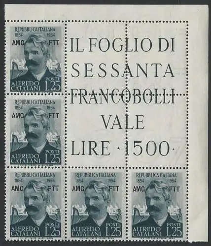 1954 Trieste A Catalani angolare MNH Sassone n. 203