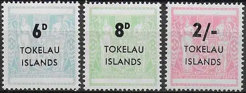 1966 Tokelau Islands N.Z. Fiscal overprinted 3v. MNH SG n. 6/8