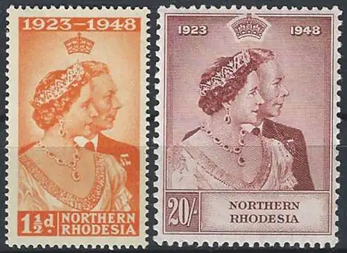 1948 Northern Rhodesia Silver Wedding 2v. MNH SG n. 48/49