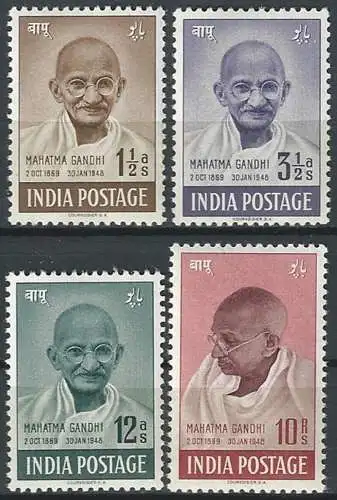 1948 India Mahatma Gandhi 4v. MNH SG n. 305/08