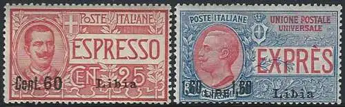 1922 Libia Espressi 2v. sopr. MNH Sassone n. 5/6