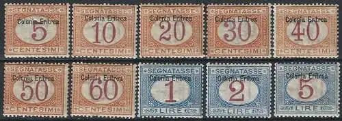 1903 Eritrea Segnatasse 10v. MNH Sassone n. 1/10