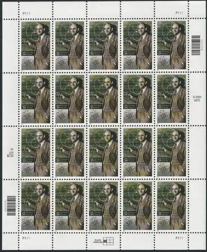 2001 USA Enrico Fermi MS MNH Unif n. 3613