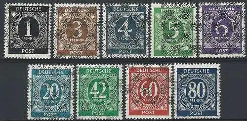 1948 Germania Bizona 9v. MNH Michel n. I/II-IX/II