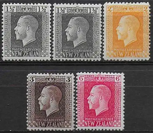 1915-30 New Zealand Giorge V MNH SG n. 431a+ab/34a