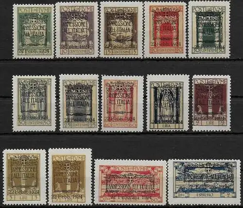 1924 Fiume Annessione MNH Sassone n. 214/25+E