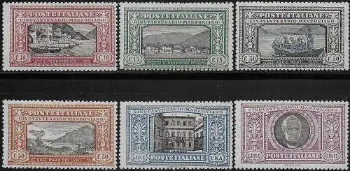 1923 Italia Manzoni 6v. mc MNH Sassone n. 151/56