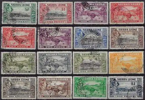 1938-44 Sierra Leone Giorgio VI cancelled 16v SG. n. 188/200