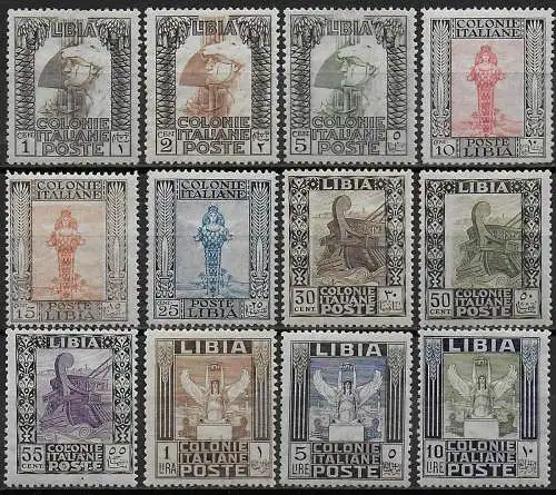 1921 Libia Pittorica 12v. MNH Sassone n. 21/32