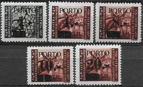 1945 Litorale Sloveno 5v. MNH Sass Tx n. 1II/5II