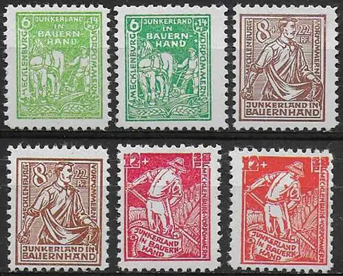 1945 Germania Schwerin sovietica 3v.+3v. MNH Unif n. 23/25