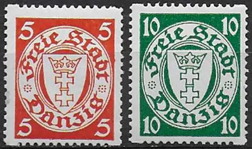 1938 Danzica stemma 2v. MNH Unif n. 239r+241r